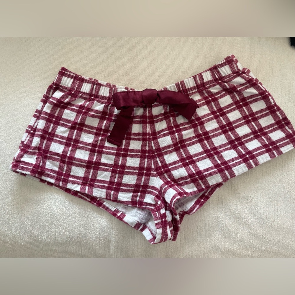 Forever 21 Maroon and White Plaid Lounge Shorts